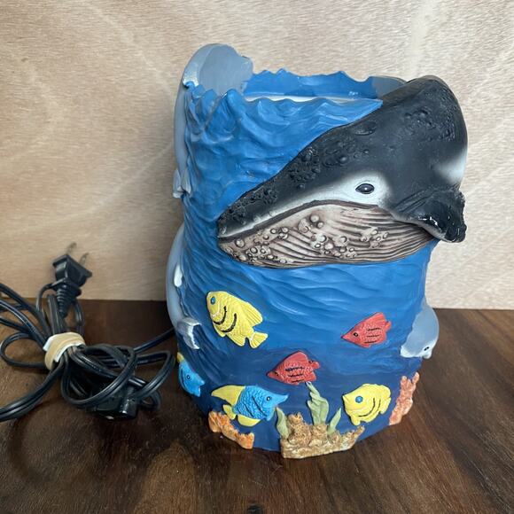 Vintage 90s Lipan Lava Lamp LP-10 *Base Only* Ocean Blue Whale Dolphins Fish